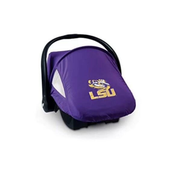 LSU Tigers NCAA Cozy Cover Combo Pack Sun/Bug & Lightweight Cover Baby CarSeat - Picture 2 of 4